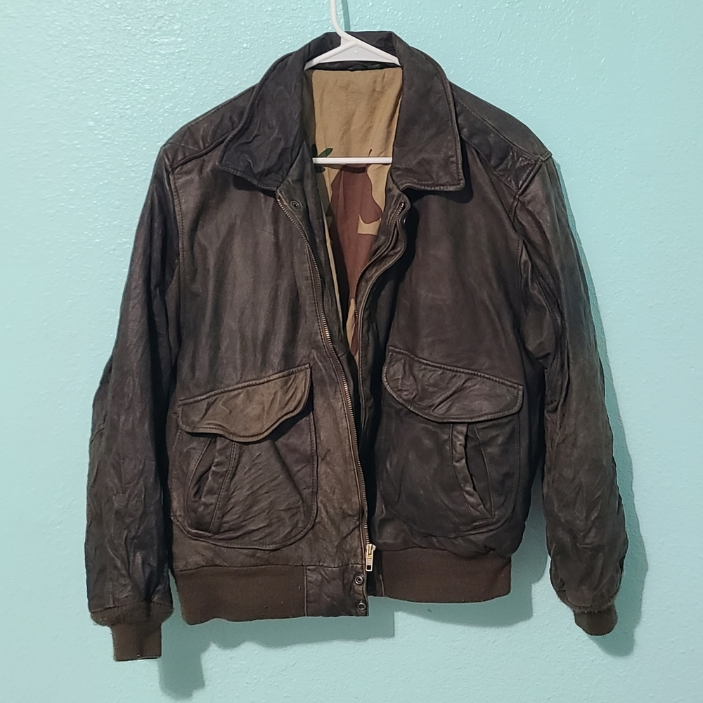Hunt Club Vintage Genuine Leather Bomber Jacket 44 Regular